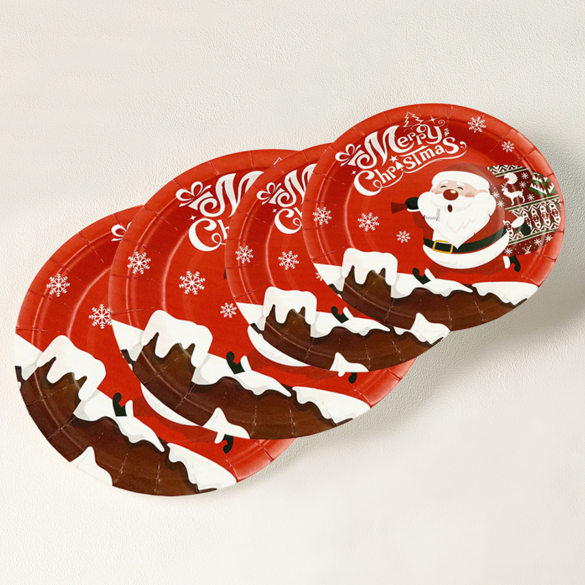 20Pcs Christmas Style Cake Paper Plates Multi-function Dinner Plates Santa Claus Plates